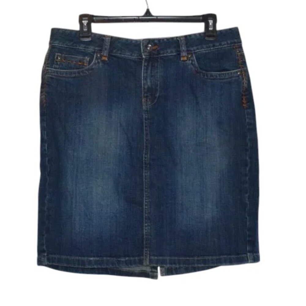 Vintage Calvin Klein Jeans Blue Jean Skirt Decorative Topstitching